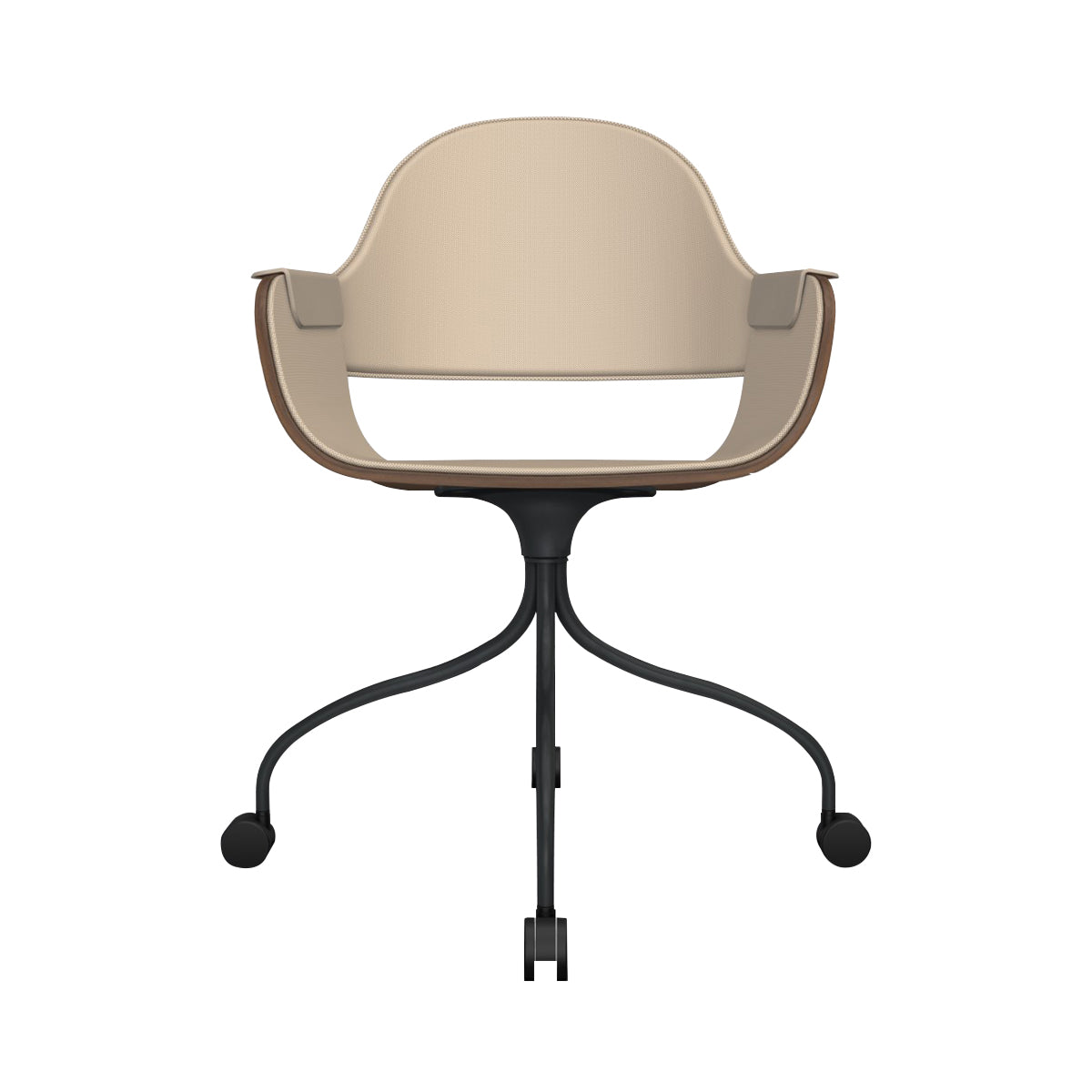 Showtime Nude Chair with Wheel: Full Upholstered + Walnut + Anthracite Grey