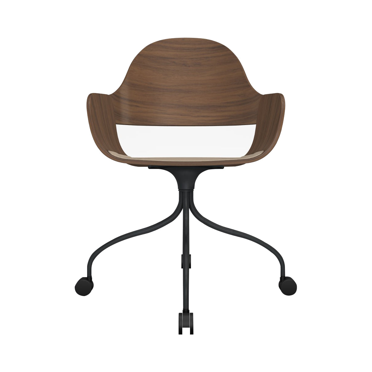 Showtime Nude Chair with Wheel: Seat Upholstered + Walnut Nature Effect + Anthracite Grey
