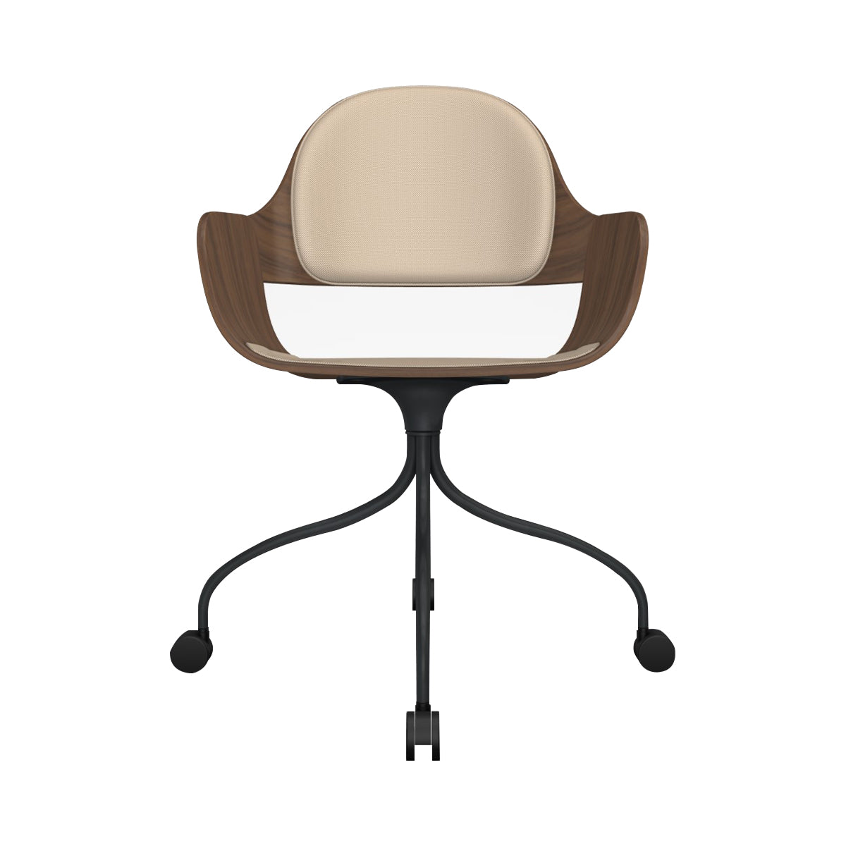 Showtime Nude Chair with Wheel: Seat + Backrest Cushion + Walnut + Anthracite Grey