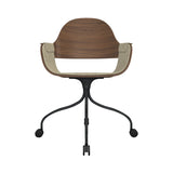 Showtime Nude Chair with Wheel: Interior Seat + Armrest Upholstered + Walnut Nature Effect + Anthracite Grey