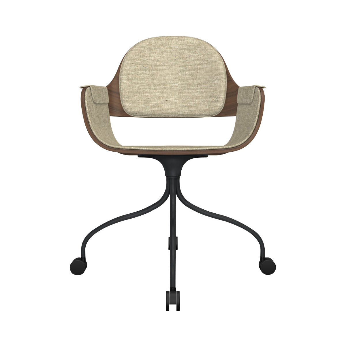Showtime Nude Chair with Wheel: Interior Seat + Backrest Cushion + Walnut + Anthracite Grey