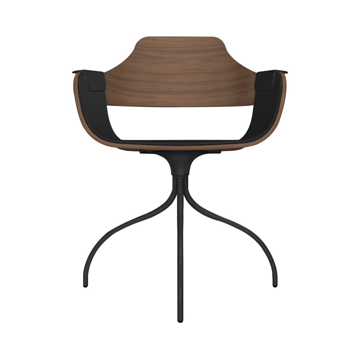 Showtime Chair with Swivel Base: Seat + Armrest Upholstered + Anthracite Grey + Walnut Nature Effect