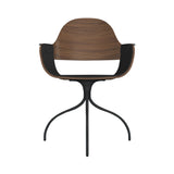 Showtime Nude Chair with Swivel Base: Interior Seat + Armrest Upholstered + Walnut + Anthracite Grey
