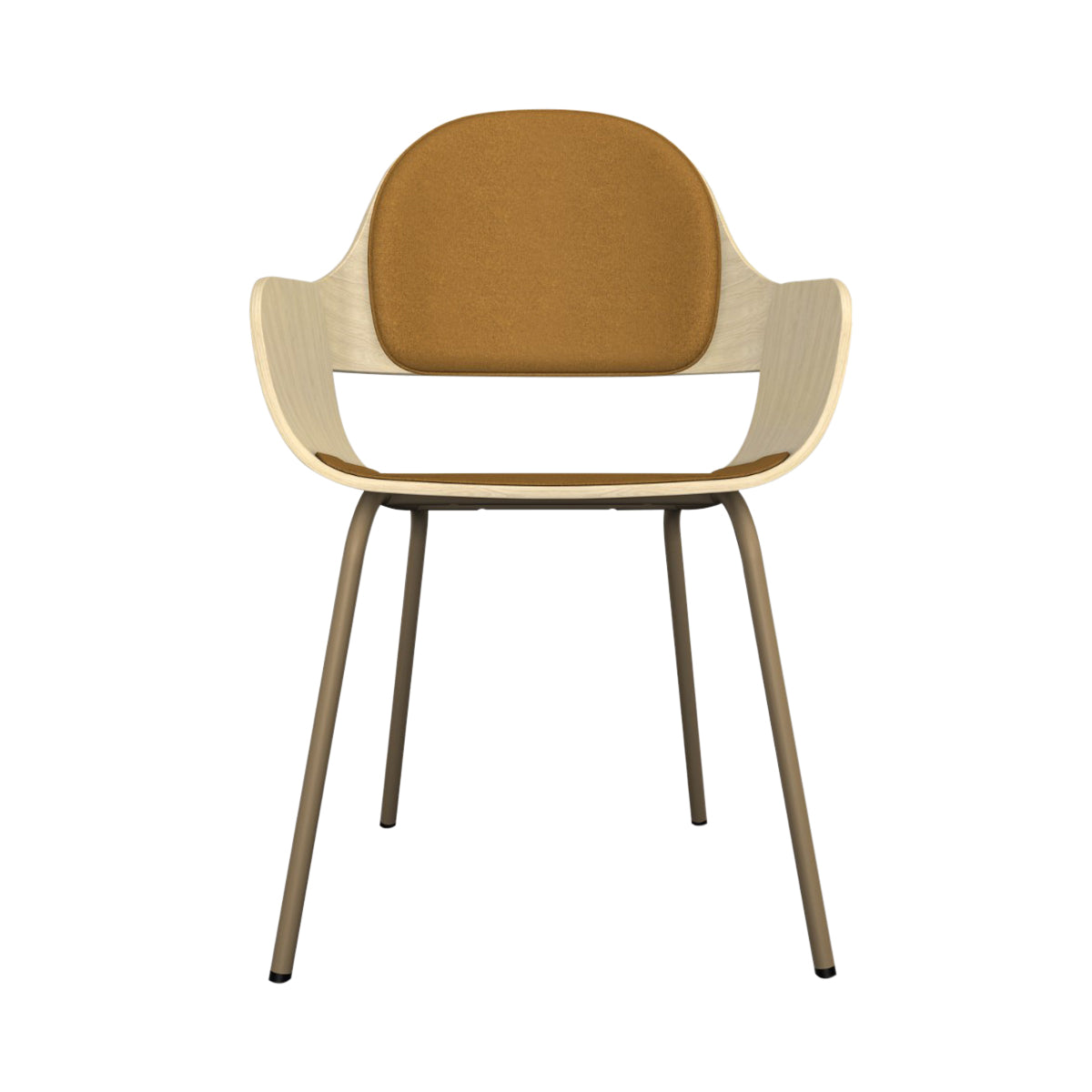 Showtime Nude Chair with Metal Base: Seat + Backrest Cushion + Natural Ash + Beige
