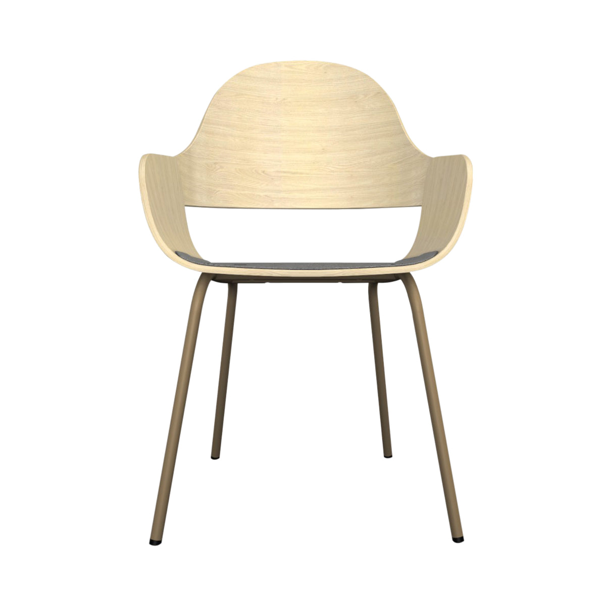 Showtime Nude Chair with Metal Base: Seat Upholstered + Natural Ash + Beige