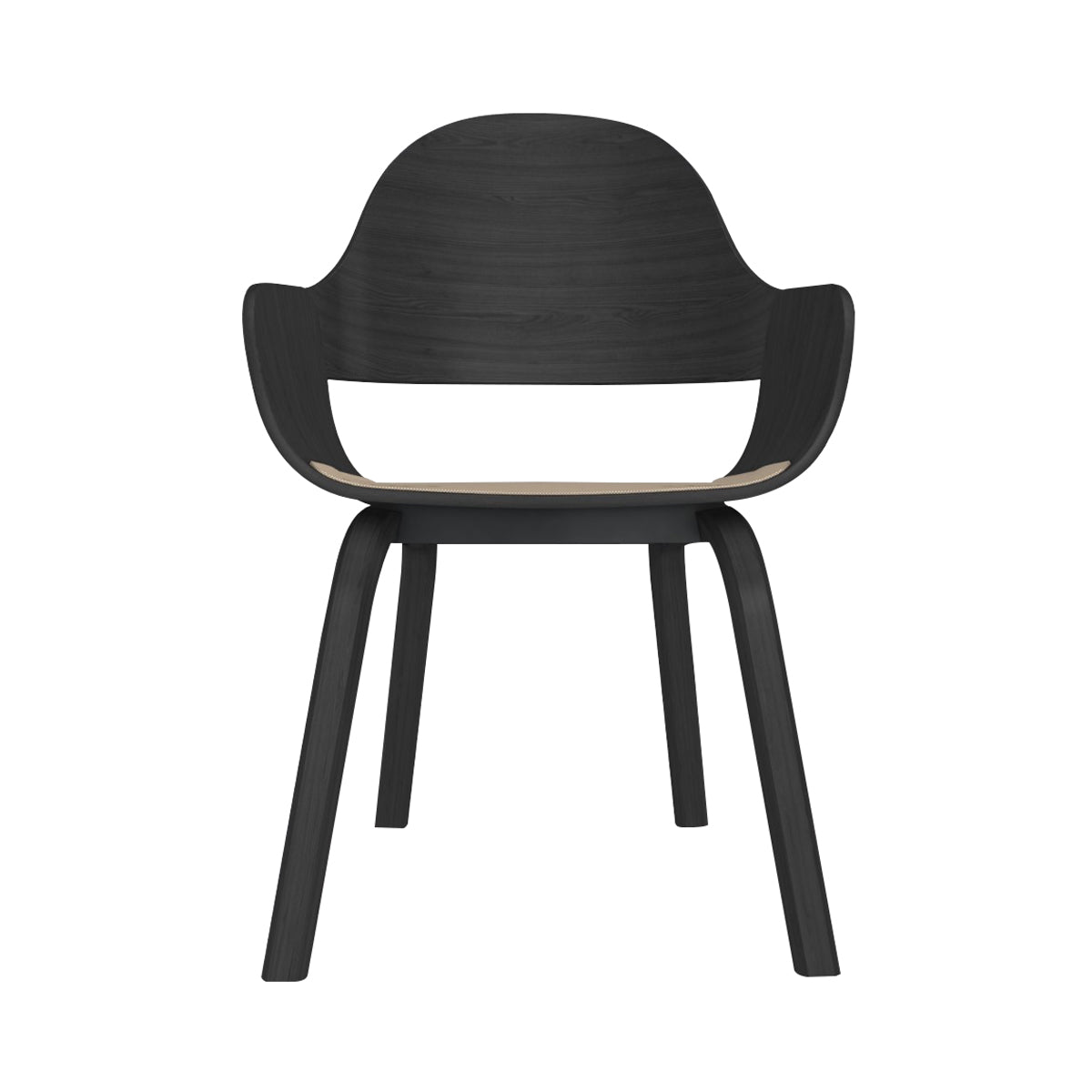 Showtime Nude Chair with Wood Legs: Seat Upholstered + Ash Stained Black + Ash Stained Black