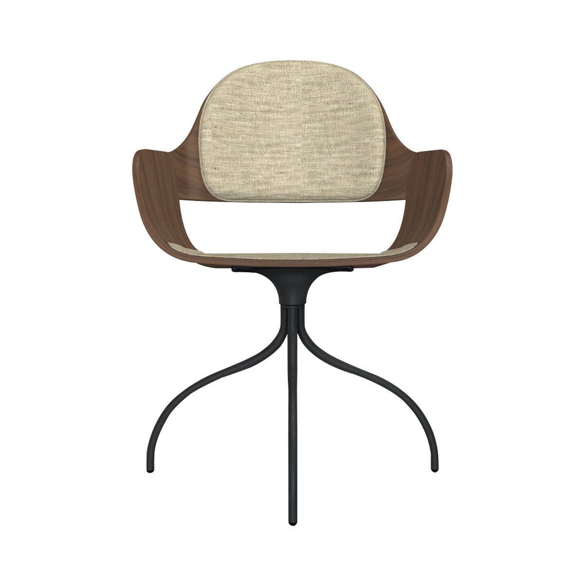 Showtime Nude Chair with Swivel Base: Seat + Backrest Cushion + Walnut + Anthracite Grey
