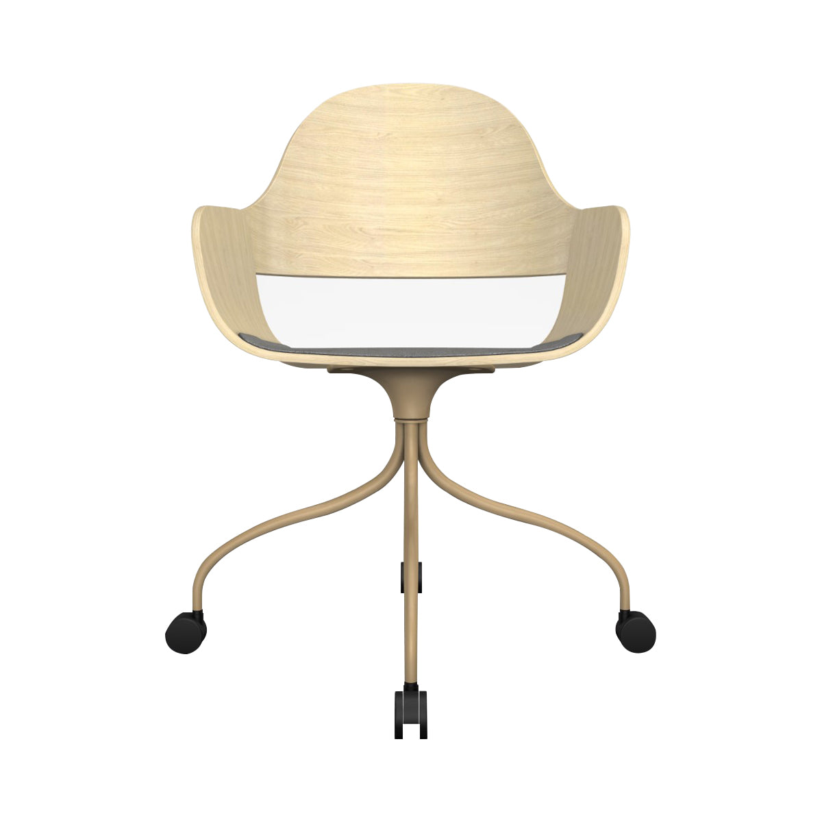 Showtime Nude Chair with Wheel: Seat Upholstered + Natural Ash + Beige