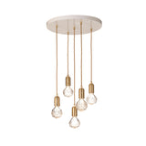 Crystal Bulb Chandelier: 5 Bulb + Brushed Brass + Clear