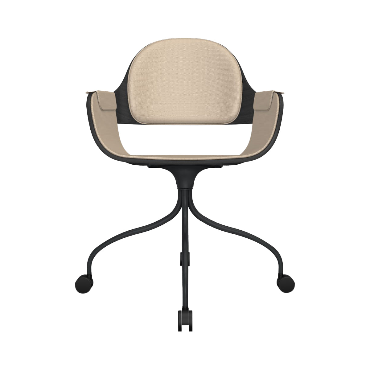 Showtime Nude Chair with Wheel: Interior Seat + Backrest Cushion + Ash Stained Black + Anthracite Grey