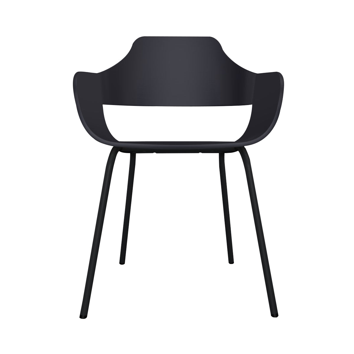 Showtime Chair with Metal Base: Lacquered Black + Anthracite Grey