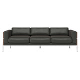 Forum Sofa: 3 Seater + Walnut + Black Leather