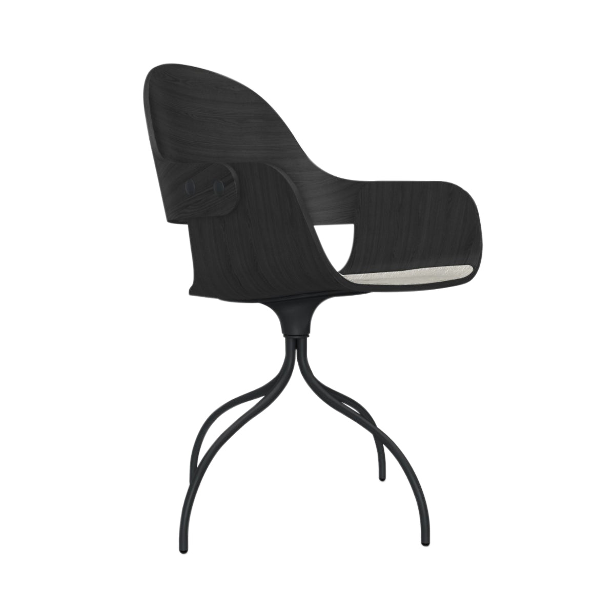 Showtime Nude Chair with Swivel Base: Seat Upholstered + Ash Stained Black + Anthracite Grey
