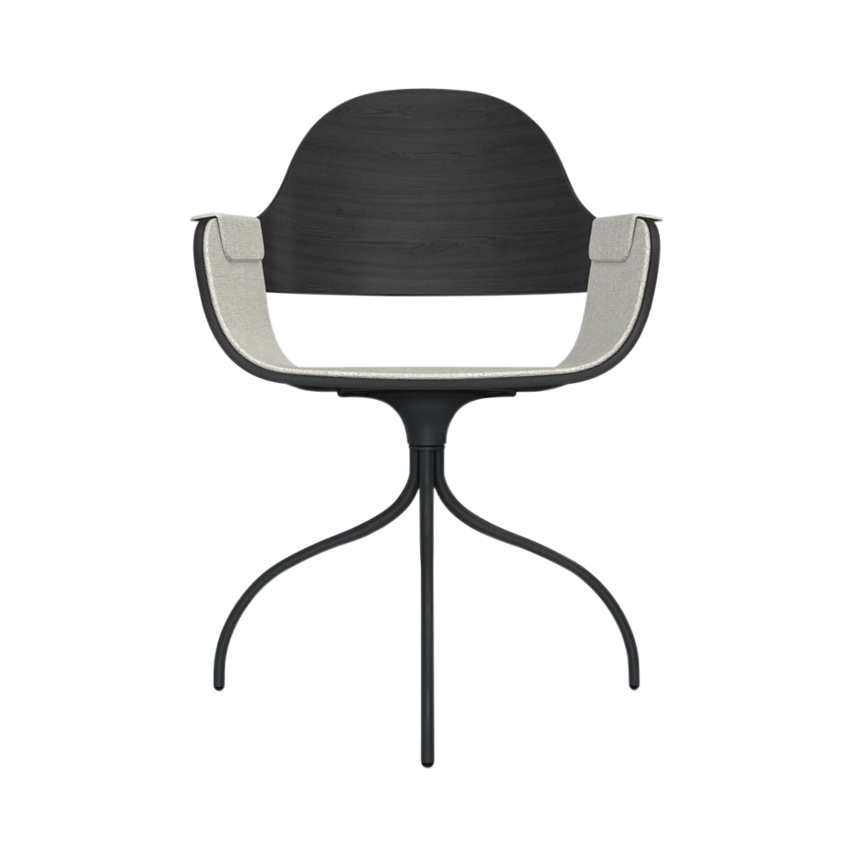 Showtime Nude Chair with Swivel Base: Interior Seat + Armrest Upholstered + Ash Stained Black + Anthracite Grey