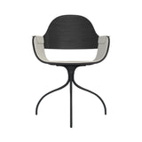 Showtime Nude Chair with Swivel Base: Interior Seat + Armrest Upholstered + Ash Stained Black + Anthracite Grey