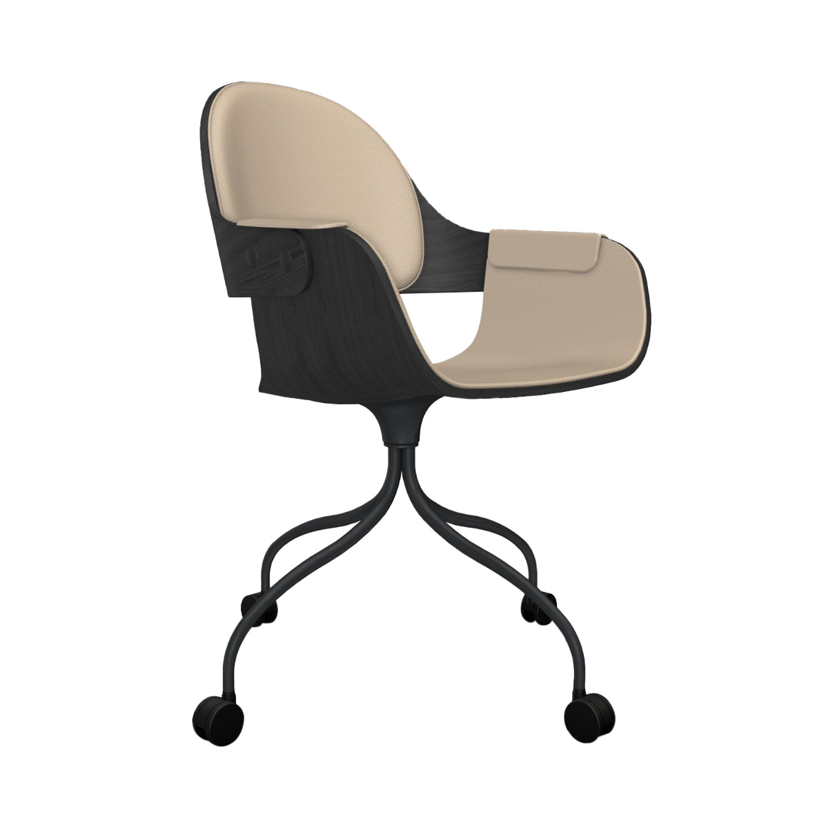 Showtime Nude Chair with Wheel: Interior Seat + Backrest Cushion + Ash Stained Black + Anthracite Grey
