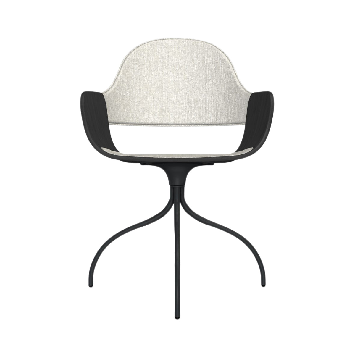 Showtime Nude Chair with Swivel Base: Seat + Backrest Upholstered + Ash Stained Black + Anthracite Grey