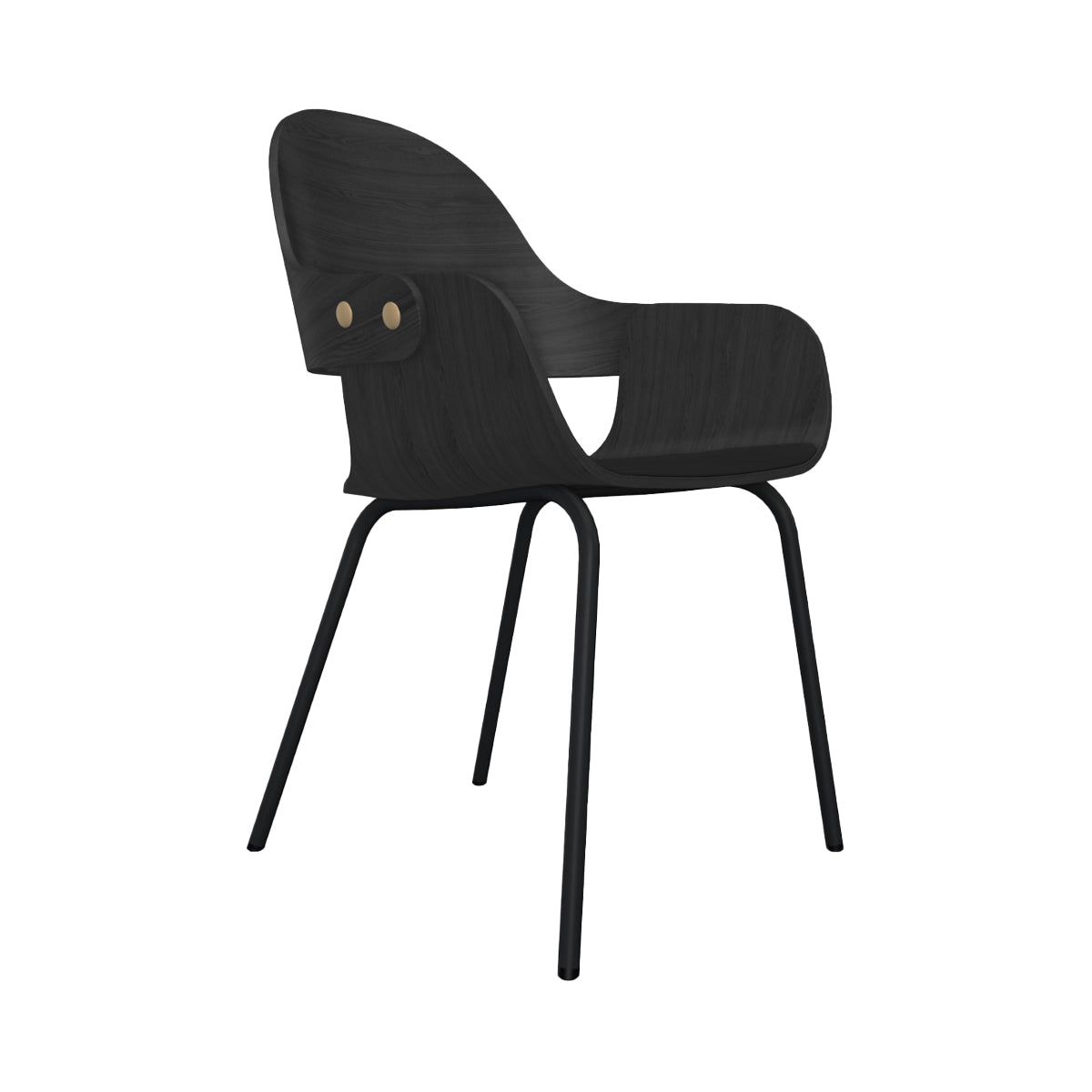 Showtime Nude Chair with Metal Base: Seat Upholstered + Ash Stained Black + Anthracite Grey