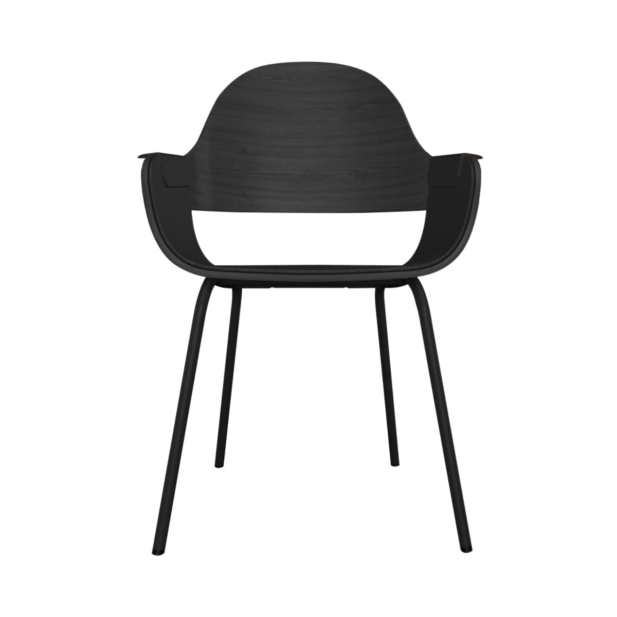 Showtime Nude Chair with Metal Base: Interior Seat + Armrest Upholstered + Ash Stained Black + Anthracite Grey