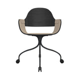 Showtime Nude Chair with Wheel: Interior Seat + Armrest Upholstered + Ash Stained Black + Anthracite Grey