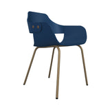 Showtime Chair with Metal Base: Lacquered Blue + Beige