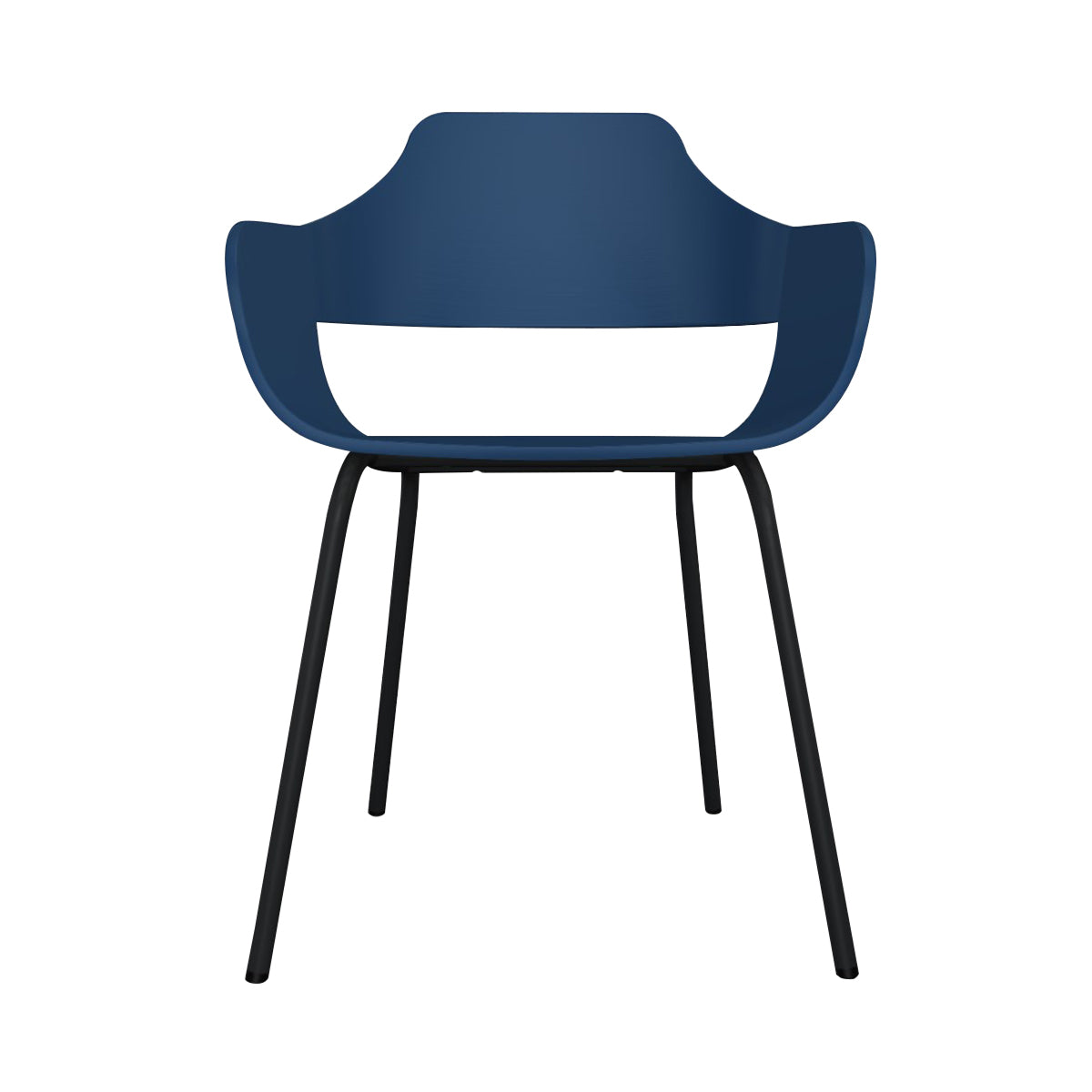 Showtime Chair with Metal Base: Lacquered Blue + Anthracite Grey