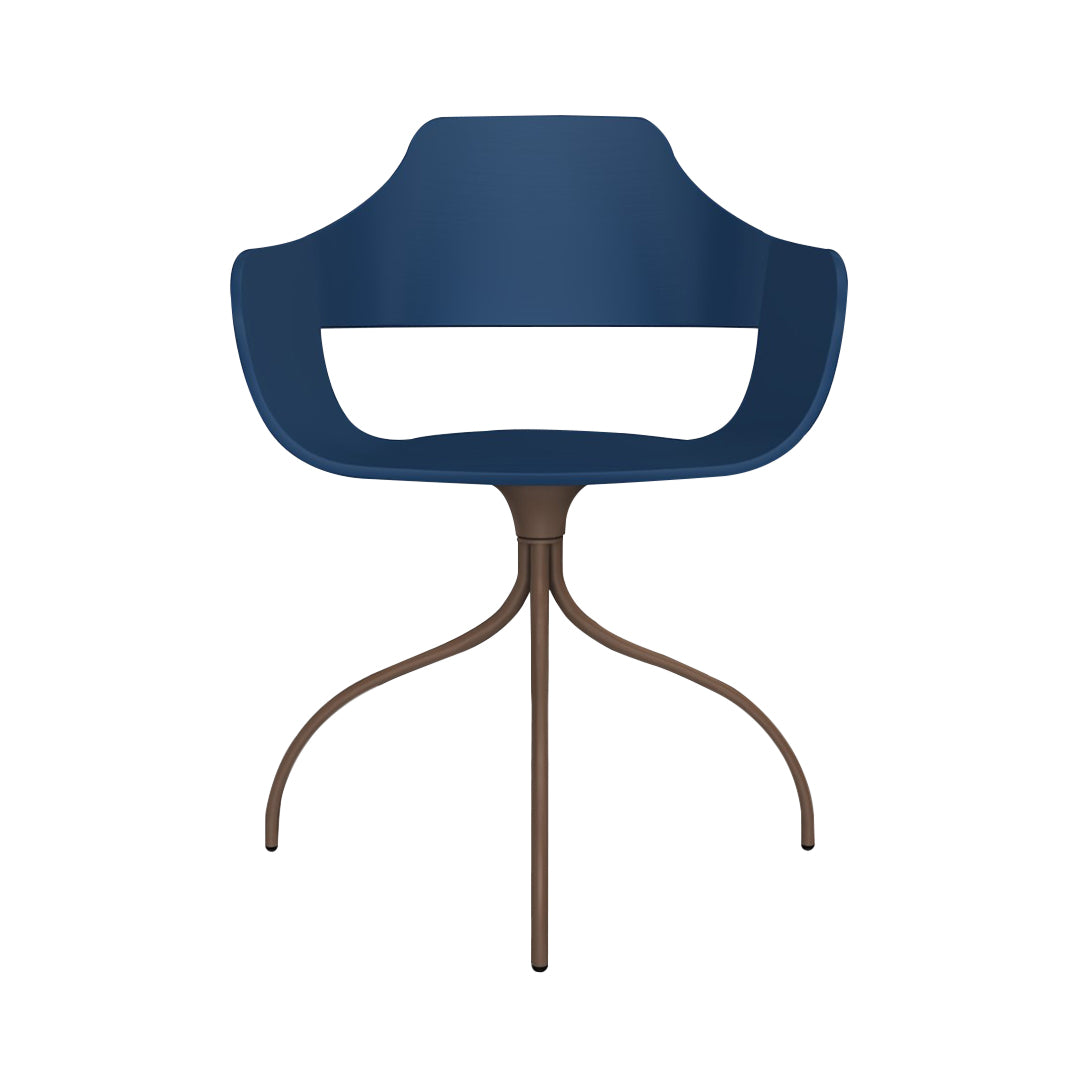 Showtime Chair with Swivel Base: Lacquered Blue + Pale Brown
