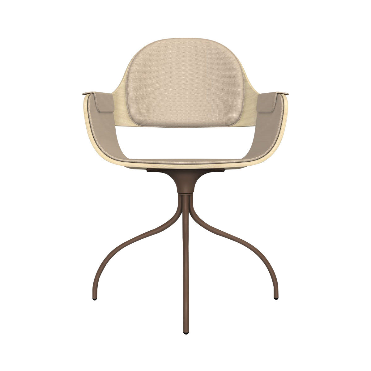 Showtime Nude Chair with Swivel Base: Interior Seat + Backrest Cushion + Natural Ash + Pale Brown