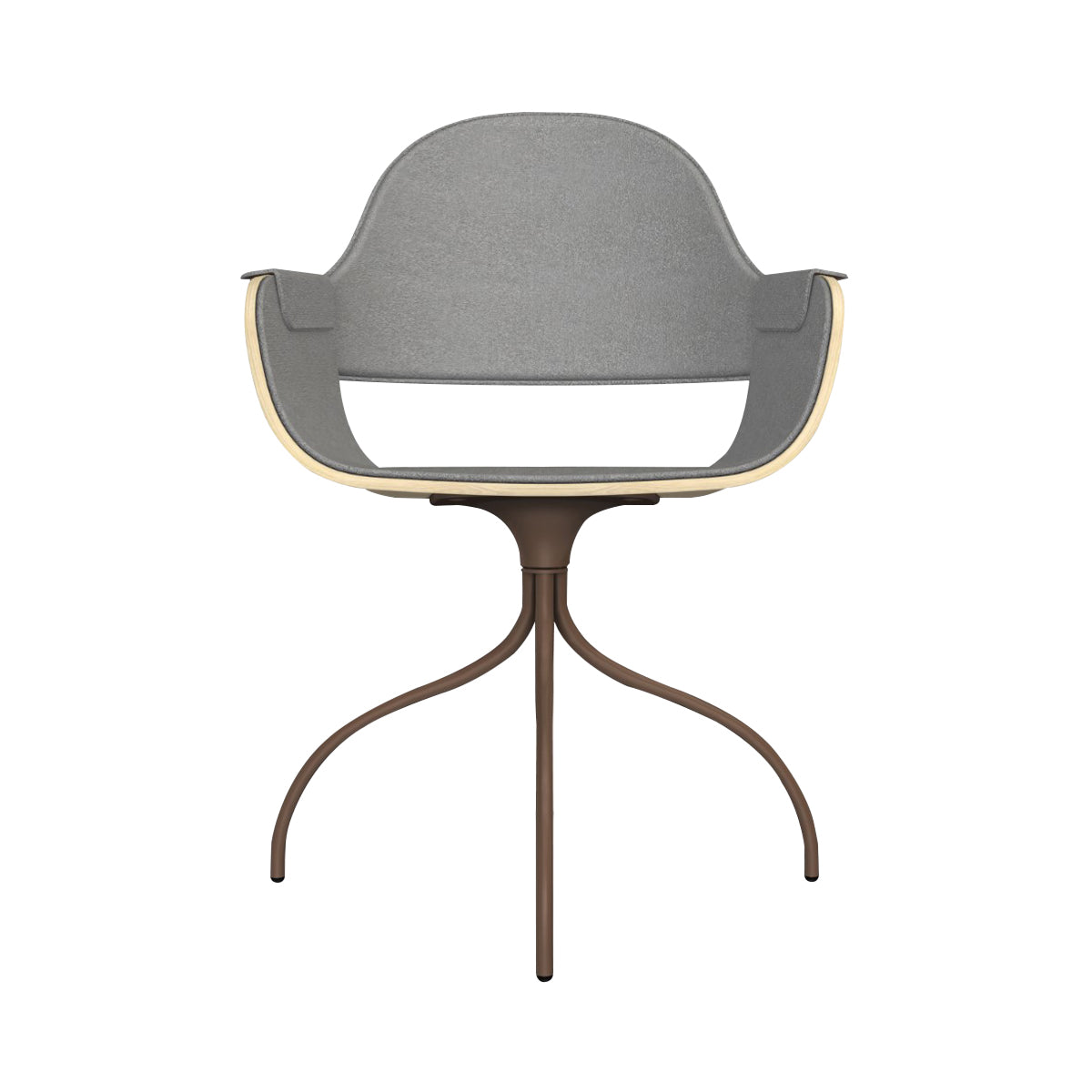 Showtime Nude Chair with Swivel Base: Full Upholstered + Natural Ash + Pale Brown 
