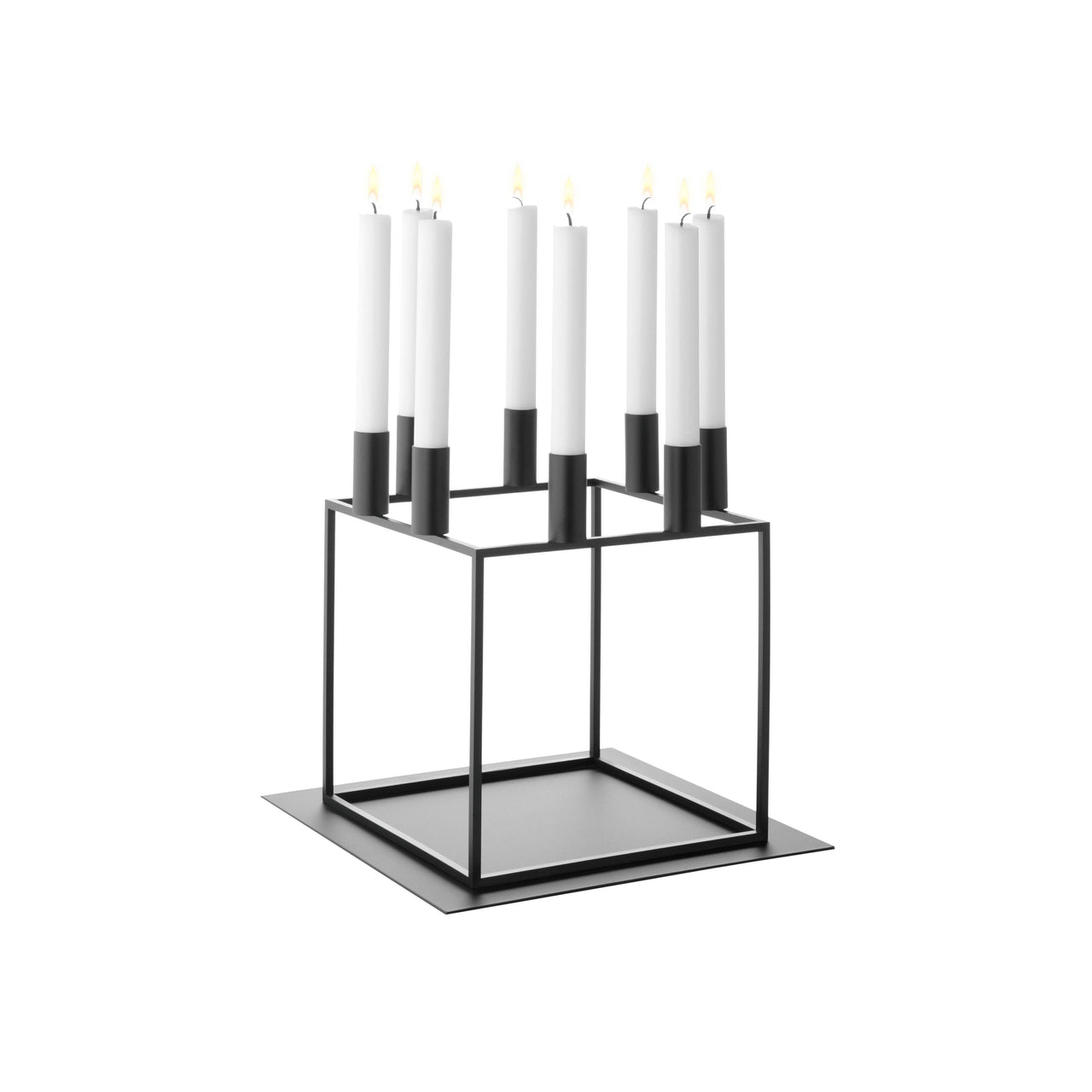 Kubus Candleholders: Black + 8 + With Base