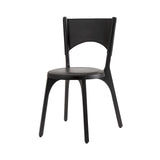 Café Tattoo Stacking Chair: Carved - Upholstery + Perla + Black Saddle Leather Cushion