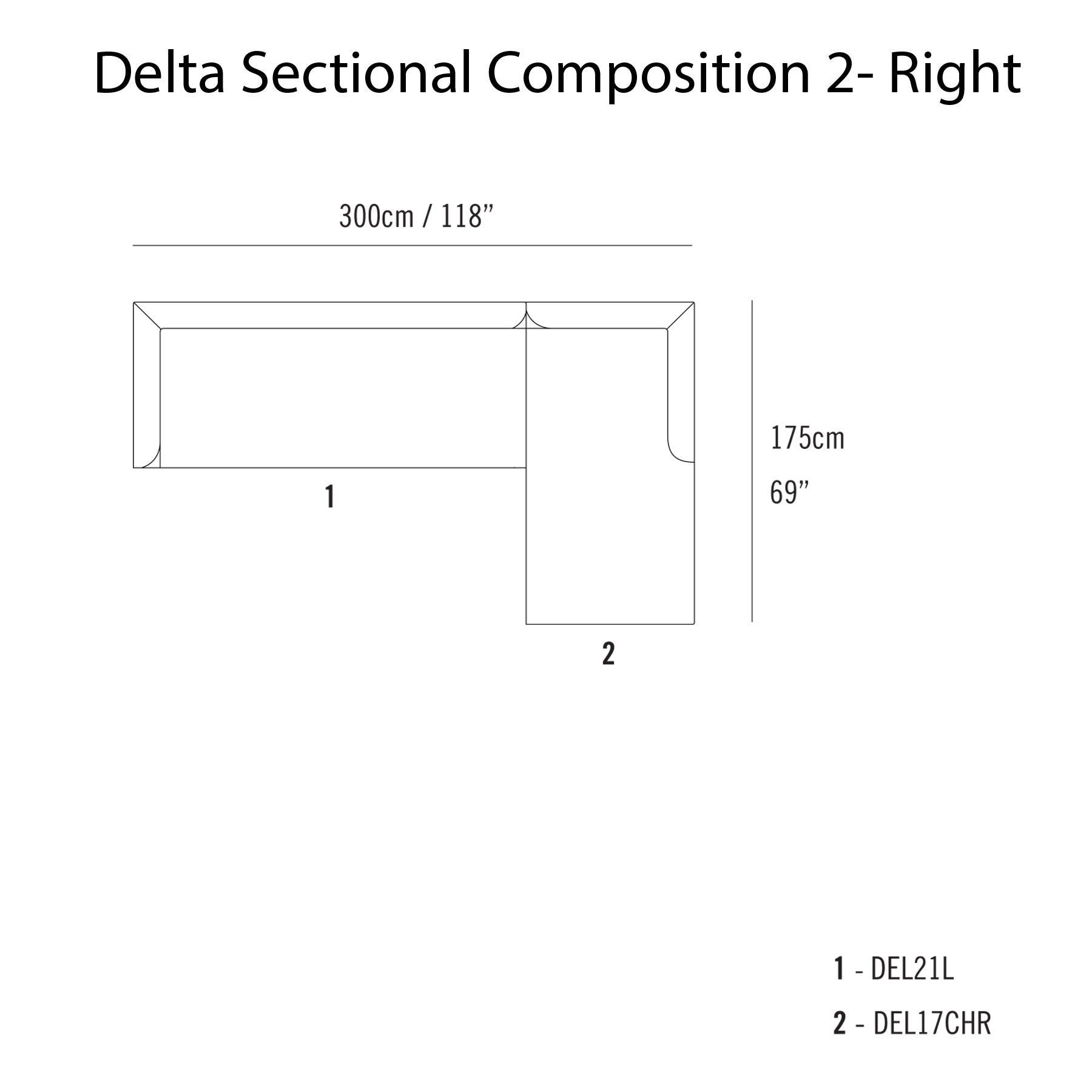 Delta Sectional Sofa: Modular + Composition  2 + Right