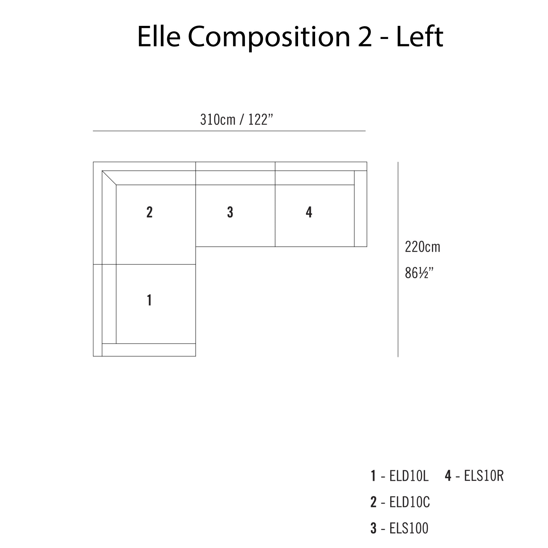 Elle Sectional Sofa: Composition 2 - Left