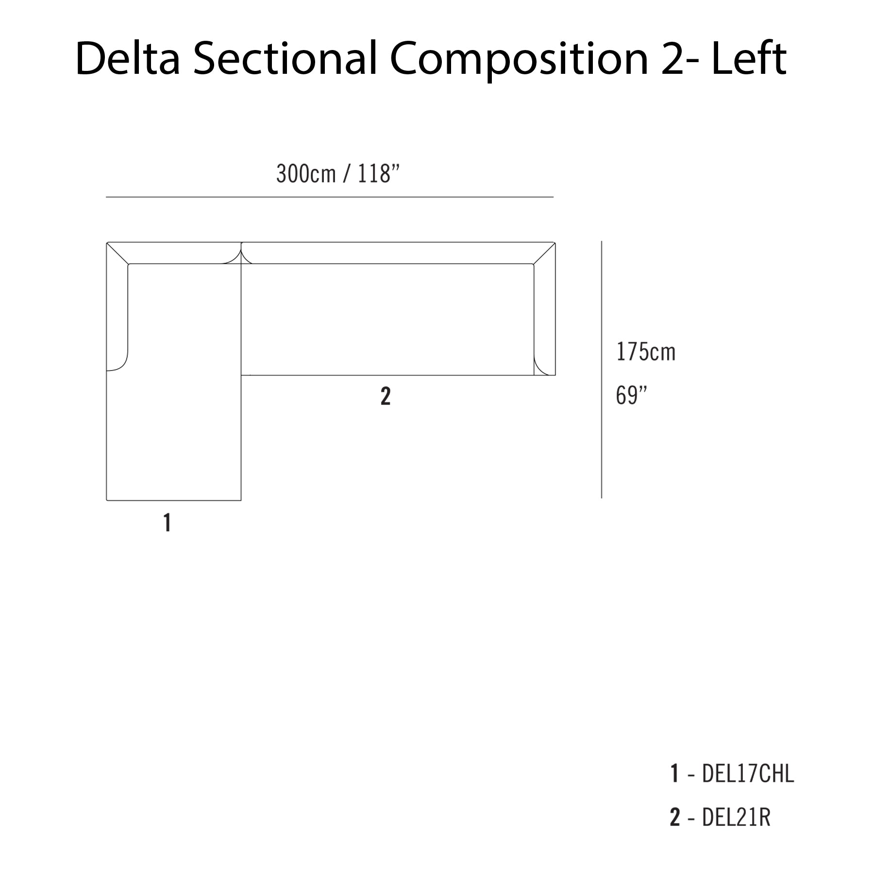 Delta Sectional Sofa: Modular + Composition 2 + Left