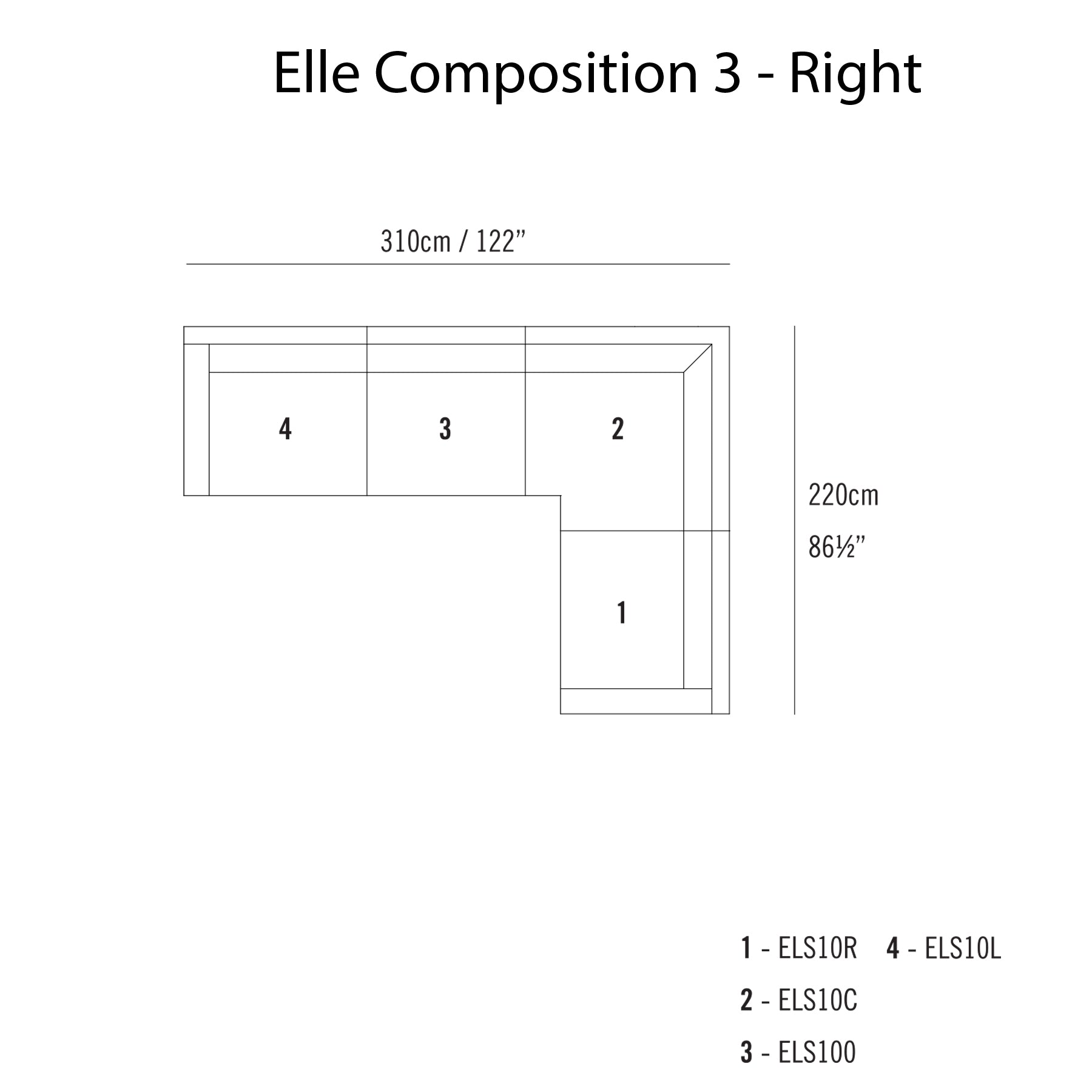 Elle Sectional Sofa: Composition 3 - Right