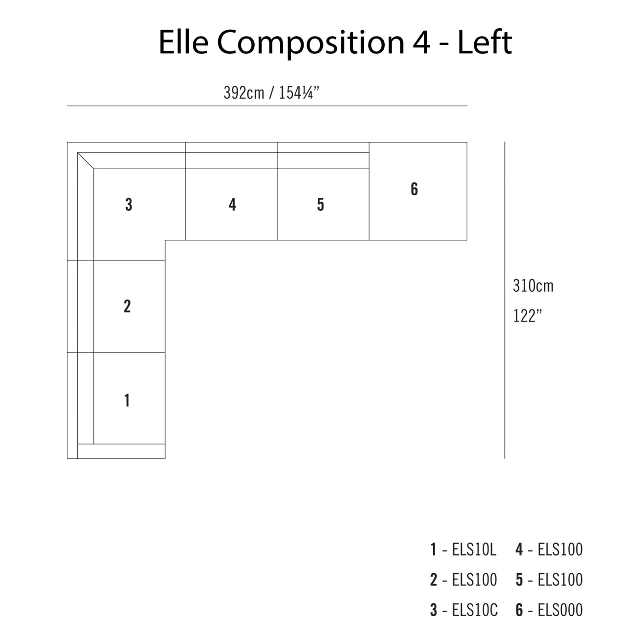 Elle Sectional Sofa: Composition 4 - Left