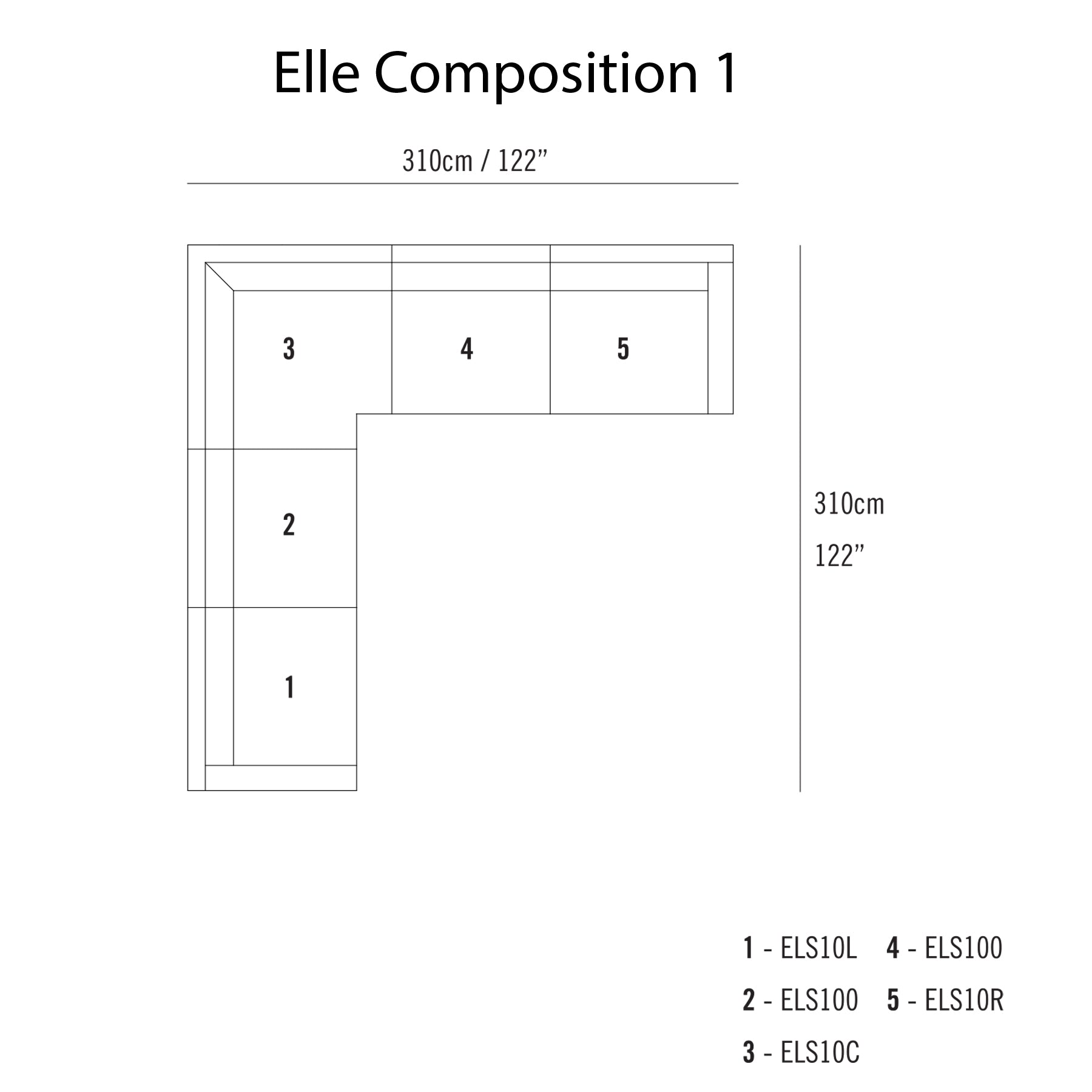 Elle Sectional Sofa: Composition 1