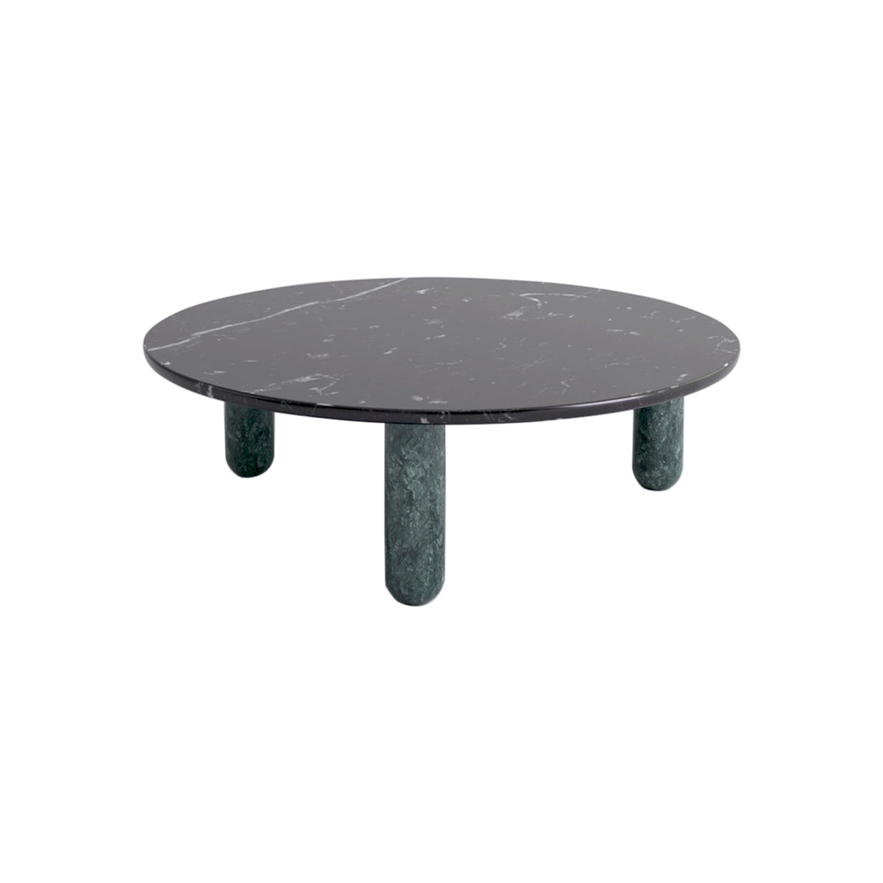 Sunday Coffee Table: Round + Indian Green  Marble + Black Marquina Marble