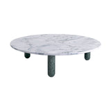 Sunday Coffee Table: Round + Indian Green Marble + White Pele de Tigre Marble