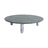 Sunday Coffee Table: Round + White Pele de Tigre Marble + Indian Green Marble