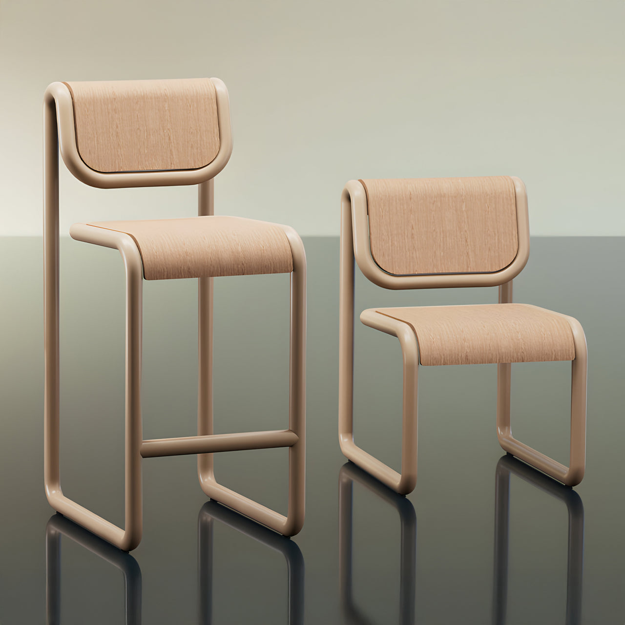 Tube Bar + Counter Stool: Upholstered- Quick Ship