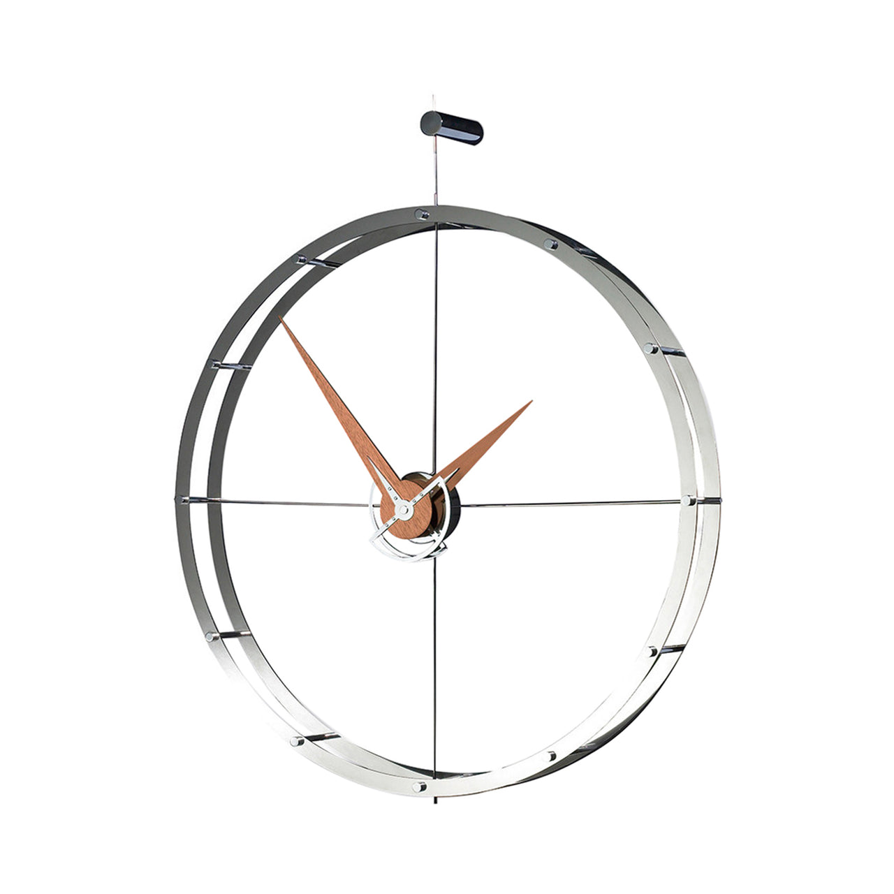 Doble O Wall Clock: Stainless Steel + Walnut