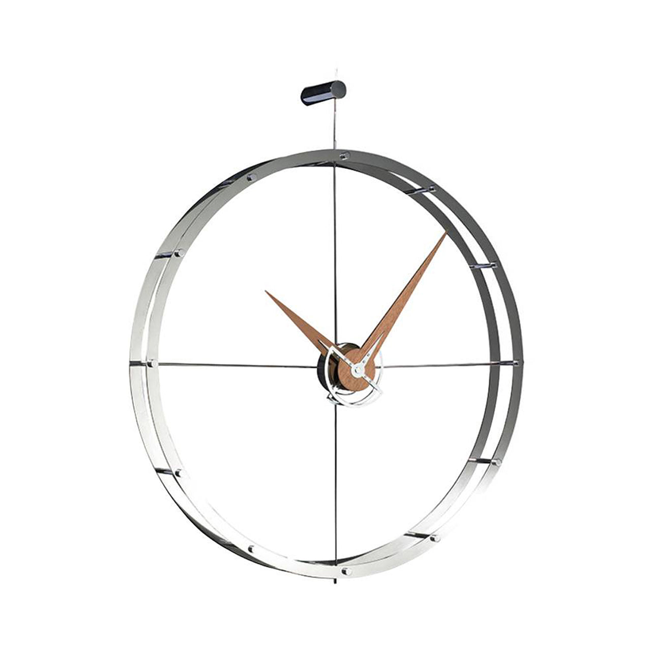 Doble O Wall Clock: Stainless Steel + Walnut