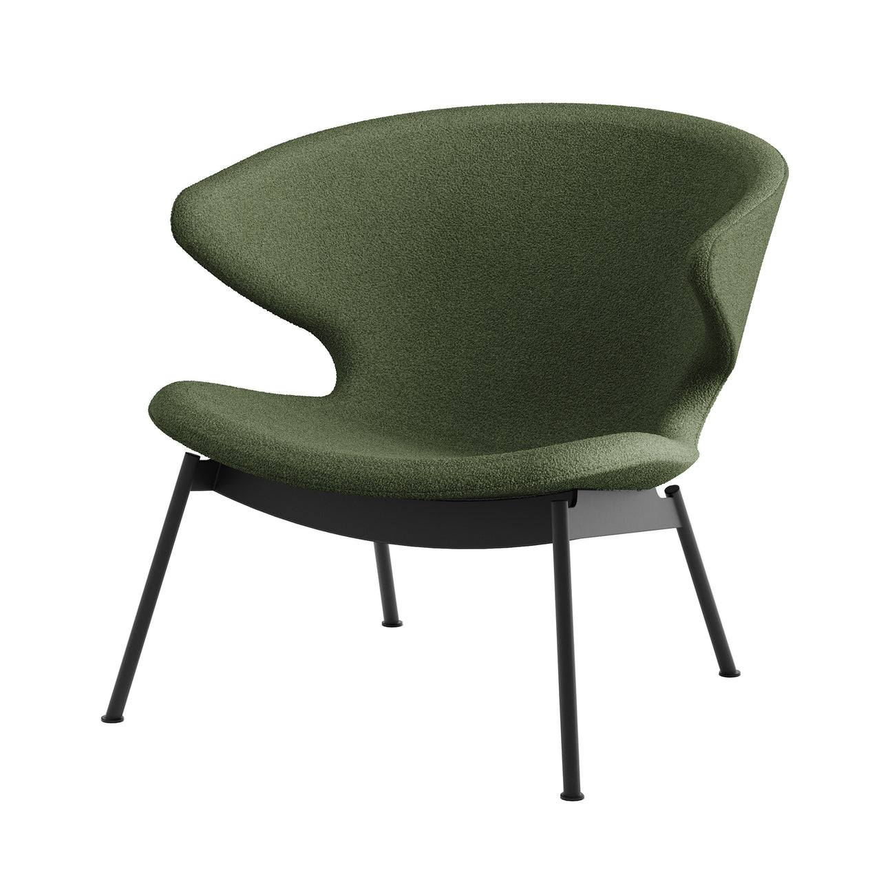 Ella Lounge Chair: Tubular + Black + Boucle Moss