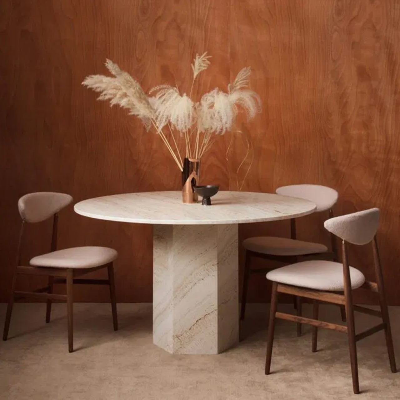 Epic Round Dining Table: Travertine