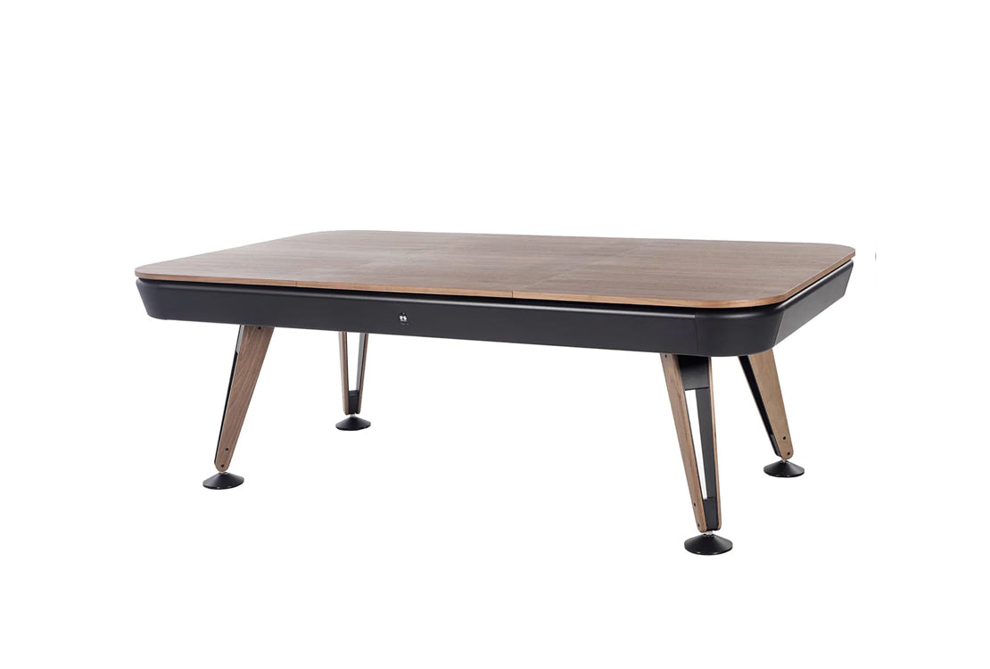 Wood cover on Diagonal Pool Table against white background