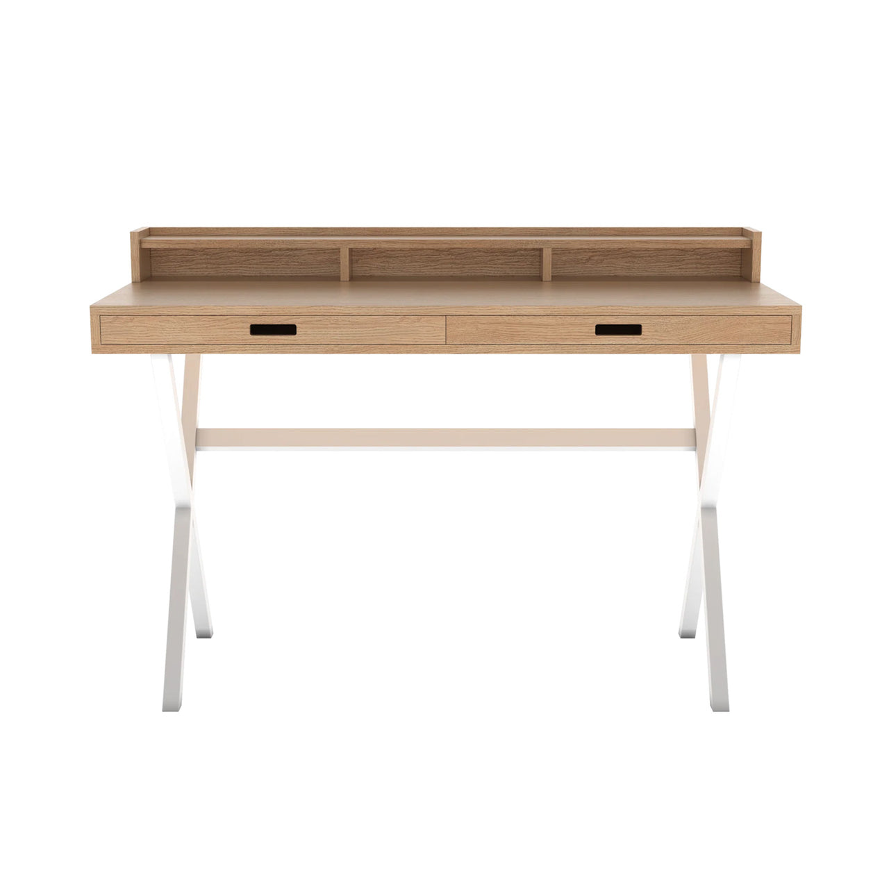 Hyppolite Desk: Natural Oak + White