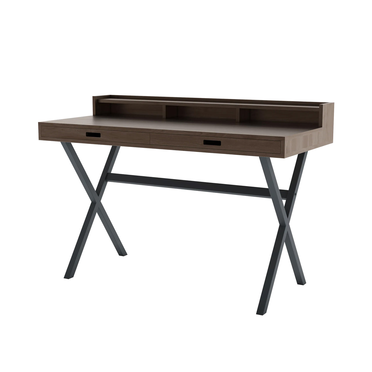 Hyppolite Desk: Natural Walnut + Slate Grey