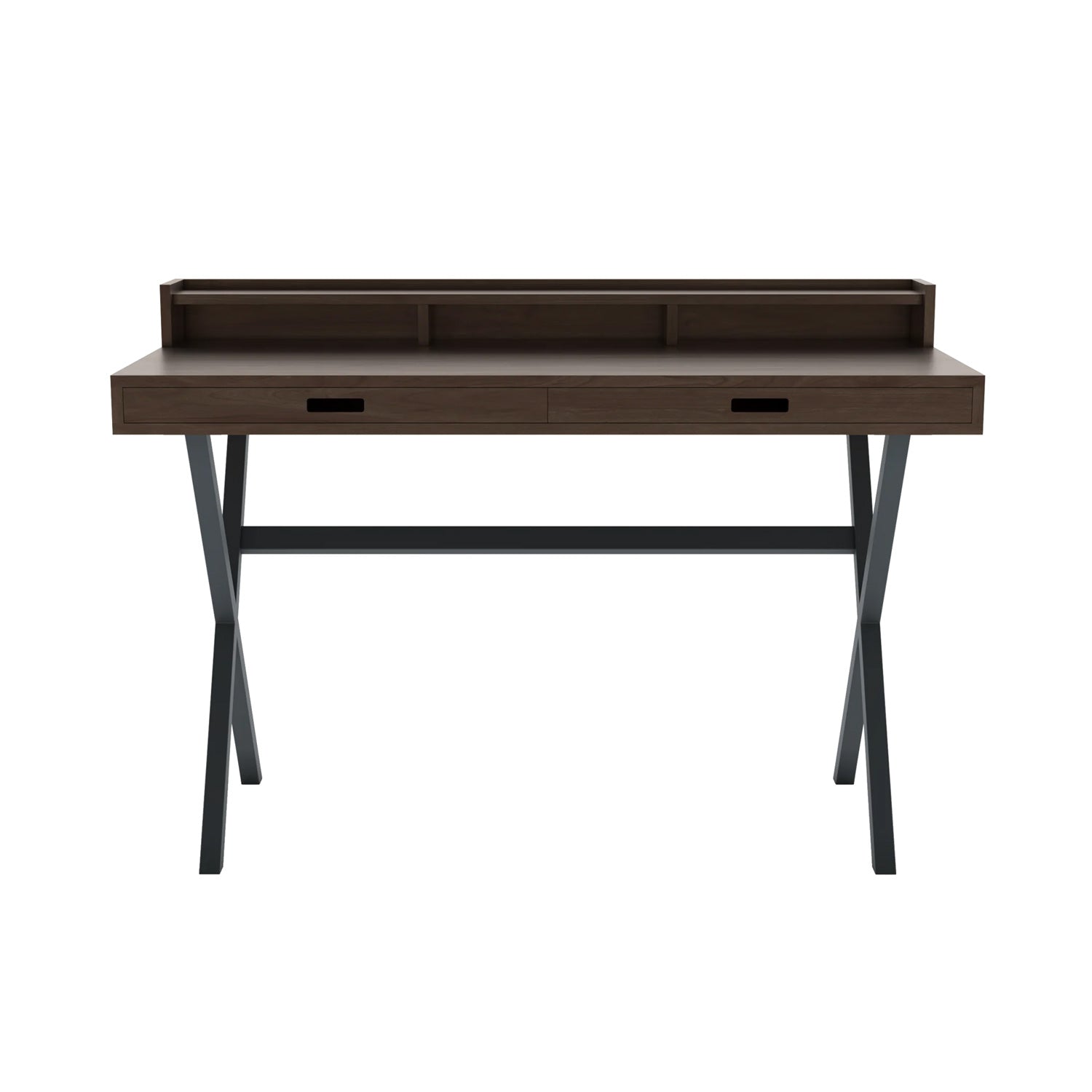 Hyppolite Desk: Natural Walnut + Slate Grey