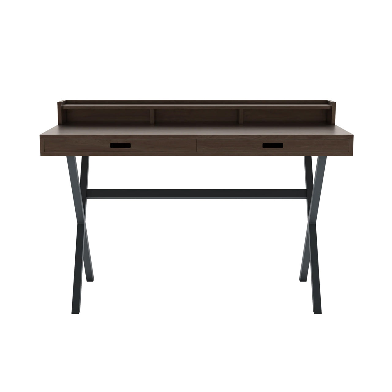 Hyppolite Desk: Natural Walnut + Slate Grey